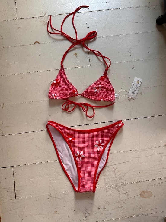 Heavy Manners Other - Heavy Manners Red Gingham and Flowers Bikini NWT